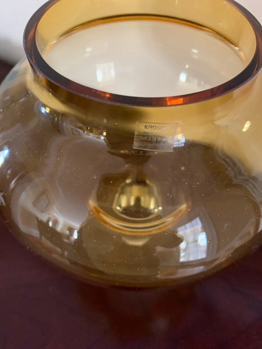 KROSNO Crate & Barrel Amber Glass Decorative Apothecary Jar